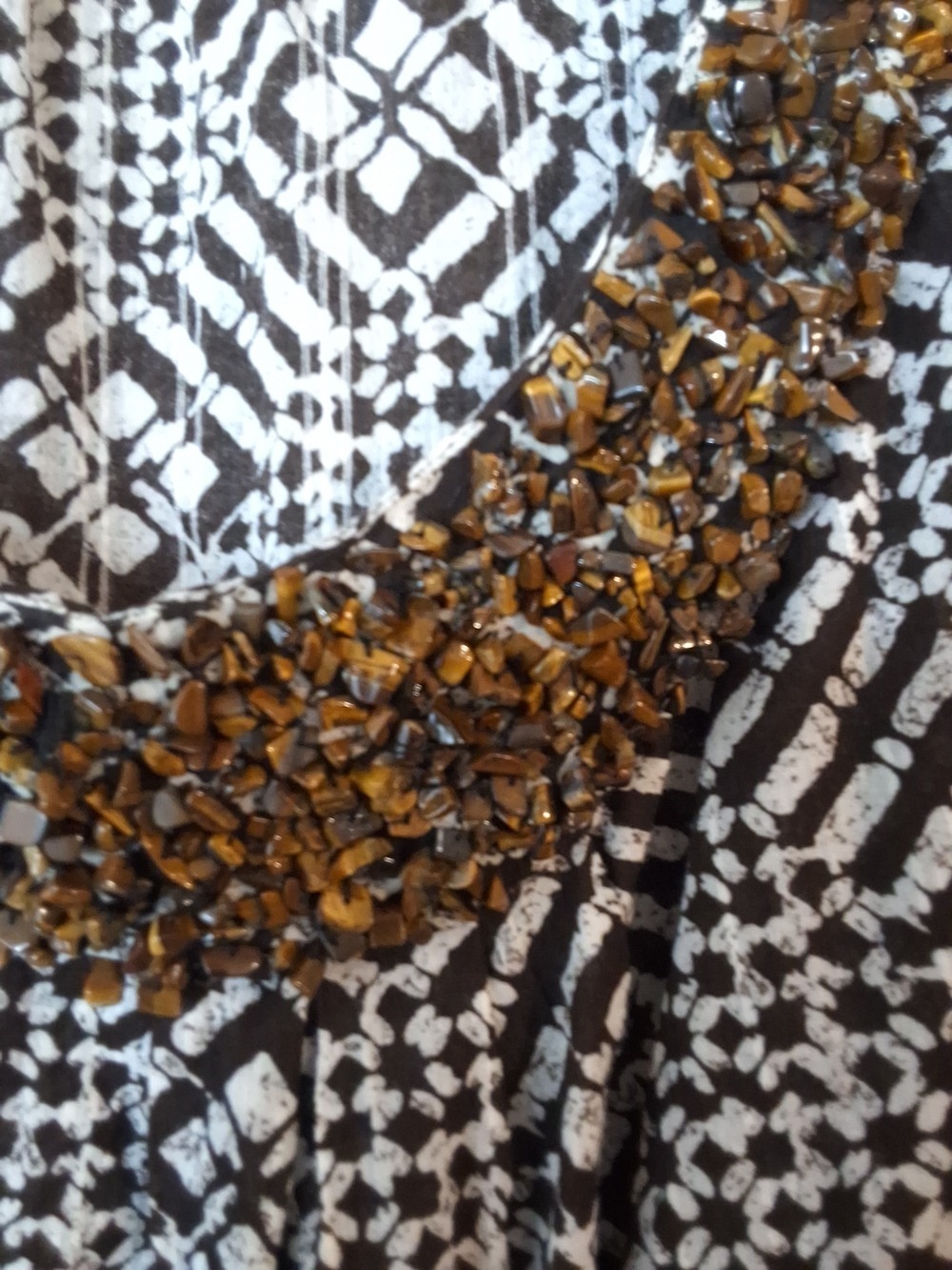 NWT Style & Co Brown Beaded Neck Printed Peasant Blouse 18W NWT Brown Boho Top - Picture 5 of 7